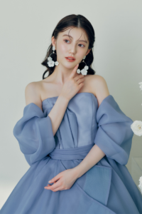 No.04-0324 Betty esum カラードレス リボン お色直し プリンセスライン オフショルダー リボン